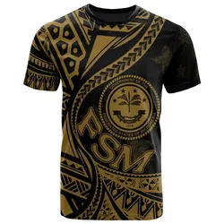 Federated States of Micronesia T-Shirt - Plumeria Flowers Gold Version
