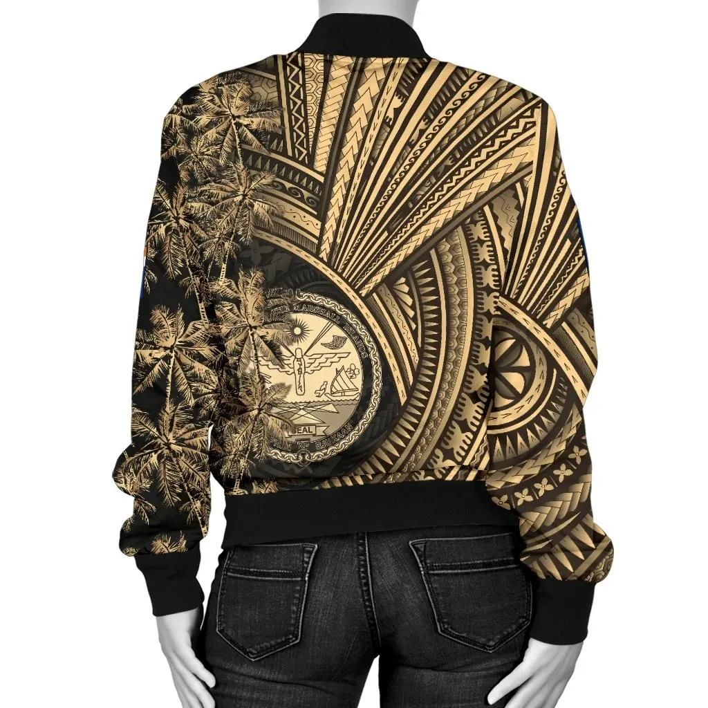 Alohawaii Jacket - Bomber Jacket Marshall Islands Polynesian with Coconut Tree TH5