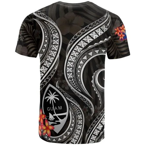 Guam Polynesian T shirt - Black Plumeria