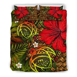 Hawaii Lauhala Hibiscus Polynesian Tropical Reggae Bedding Set - Wake Style - AH