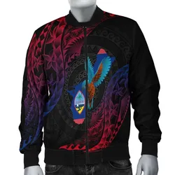 Guam Mens Bomber Jacket - KingFisher Bird With Map