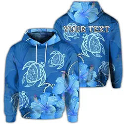 Alohawaii Hoodie - (Personalised) Hawaii Blue Hibiscus Turtle Polynesian Hoodie - AH - J4R