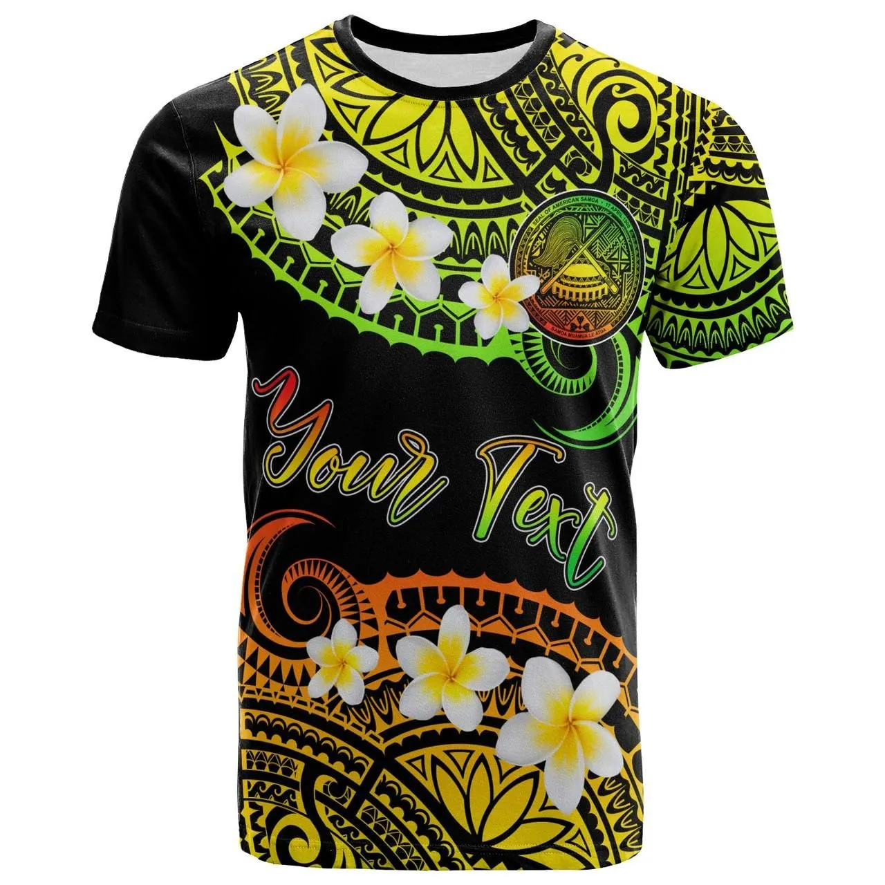American Samoa Custom Personalised T-Shirt - Plumeria Polynesian Vibe Reggae