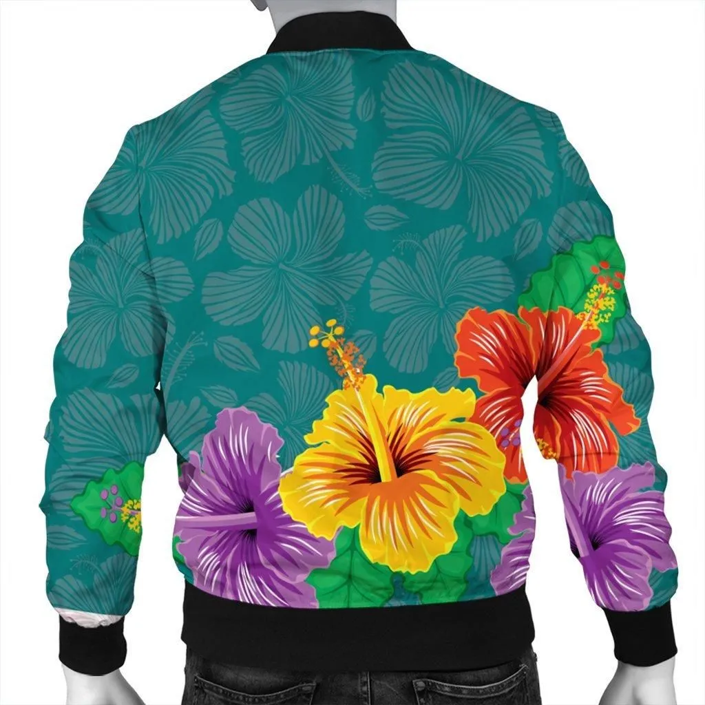 Hawaiian Colorful Hibiscus Polynesian Bomber Jacket - AH