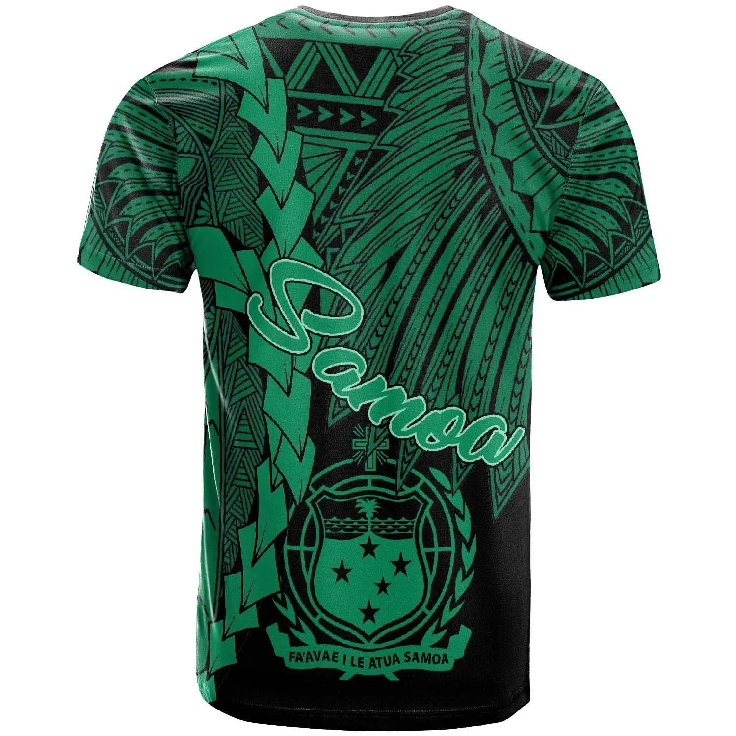 Samoa Polynesian Custom Personalised T-Shirt - Tribal Wave Tattoo Green