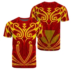 Hawaii Kanaka Polynesian Football T Shirt Red And Yellow Bernice Style Ah J2 Hawaiian Shorts Beach Short Sleeve