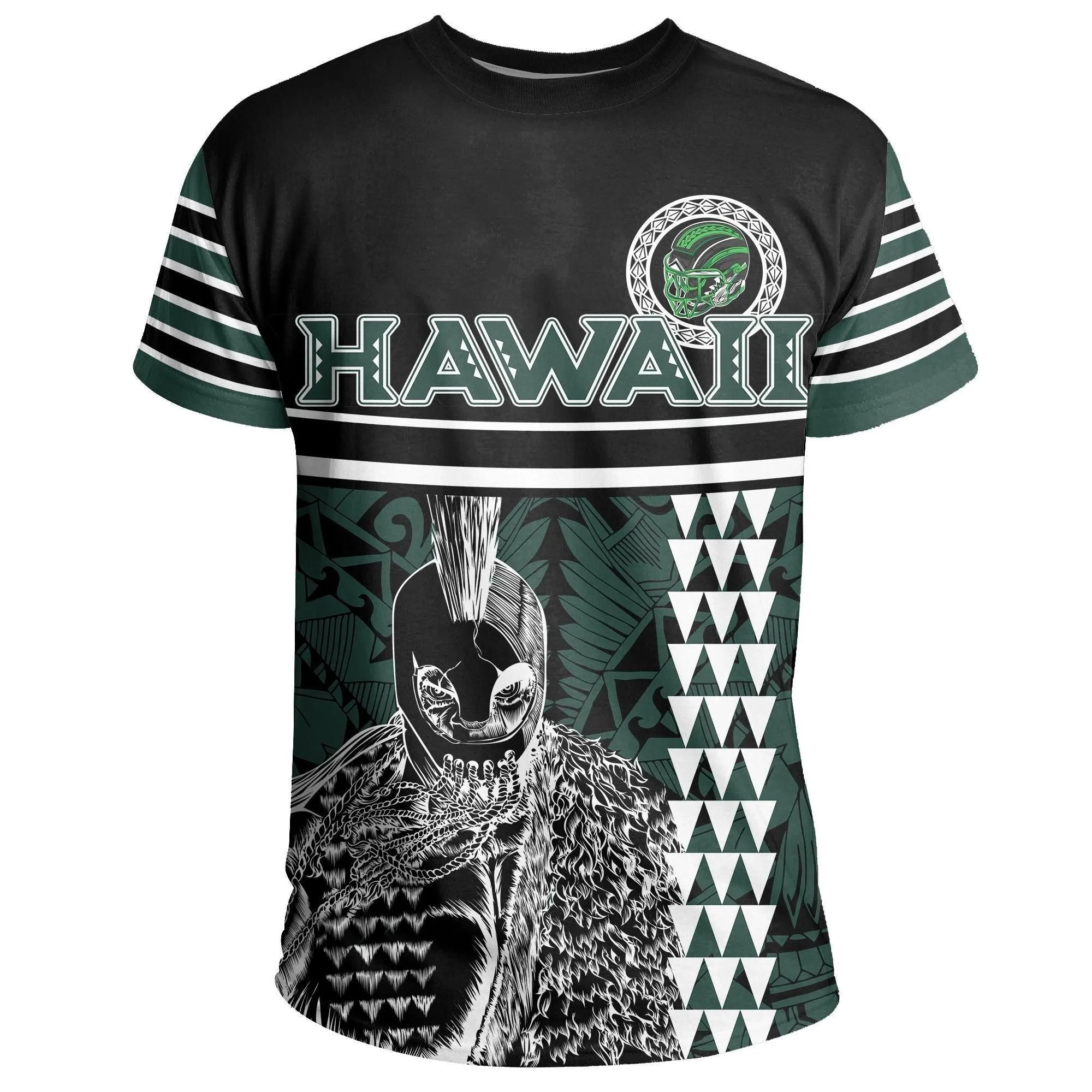 Personalised - Hawaii Kakau Polynesian Warrior Football T-shirt - AH - Rainbow Style