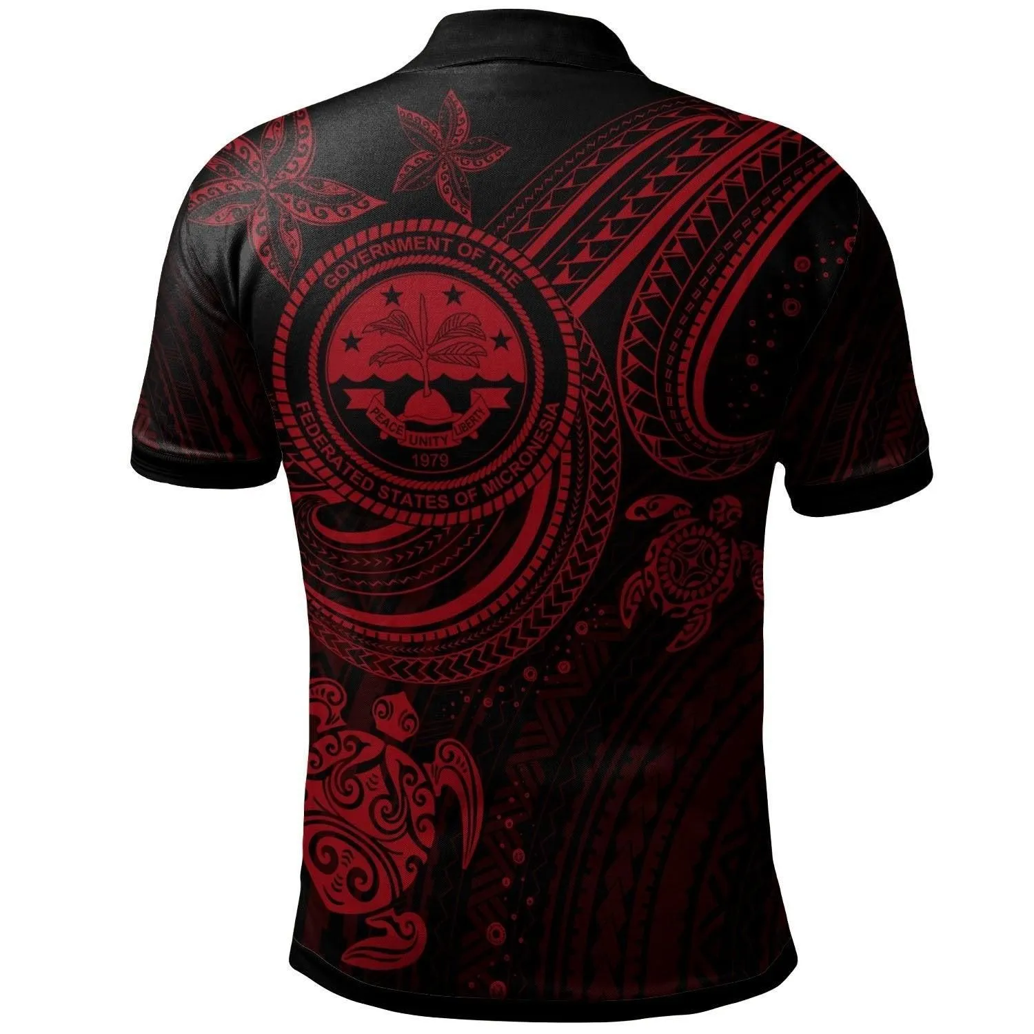 Federated States of Micronesia Custom Personalised Polo Shirt - Coat Of Arm with Red Turtle