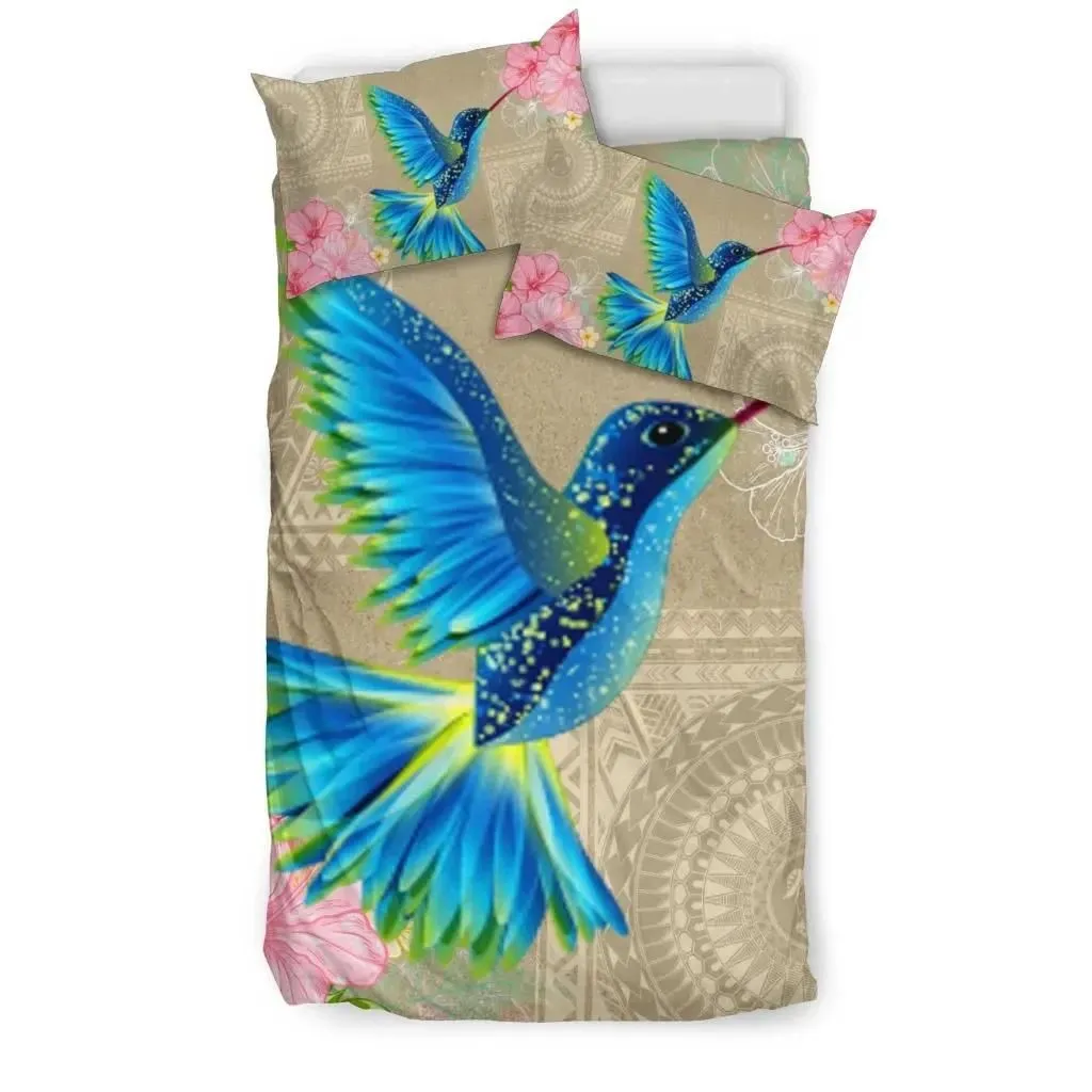 FamilyGater Home Set - Hawaii Humming Bird Hibiscus Polynesian Bedding Set - AH - J4