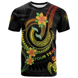 Niue Custom Personalised T - Shirt - Reggae Plumeria Flowers with Spiral Patterns