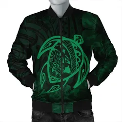 Alohawaii Jacket - Hawaiian Map Turtle Kanaka Hibiscus Polynesian Bomber Jacket - Green - AH - J4R