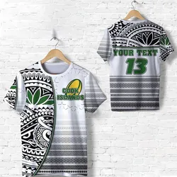 (Custom Personalised) Cook Islands Rugby T Shirt Impressive Version Black - Custom Text And Number