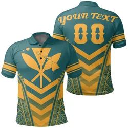 Alohawaii Shirt - Hawaii Kanaka Map Football Jersey Polynesian Polo Shirt - Cyan & Yellow - Maris Style - AH - J3