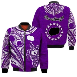 Rarotonga Cook Islands Bomber Jacket Turtle and Map Style Purple LT13