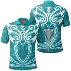 Hawaii Kanaka Polynesian Football Jersey Polo Shirt - Cyan - Bernice