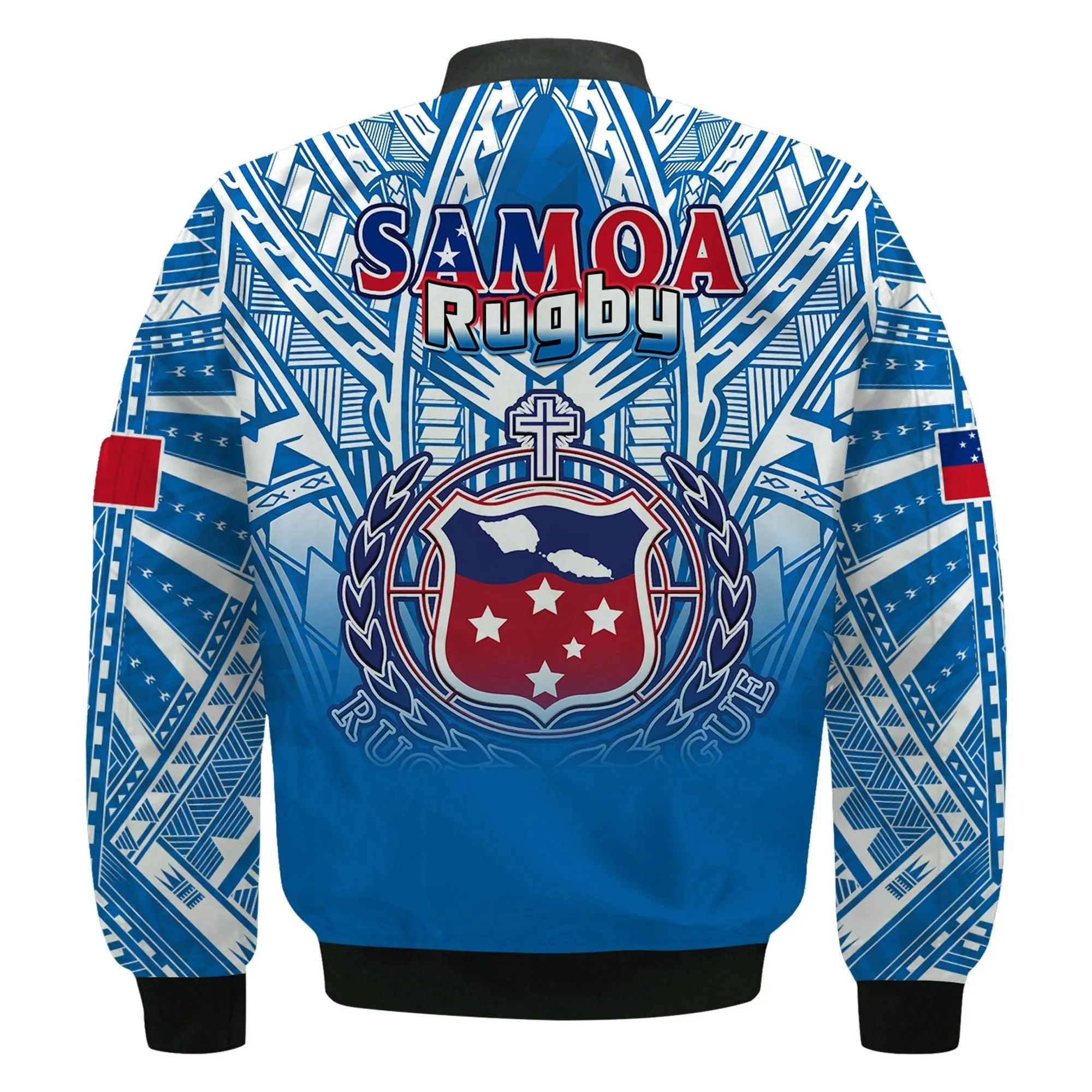 Samoa Rugby Bomber Jacket Toa Samoa Polynesian Pacific Blue Version LT14