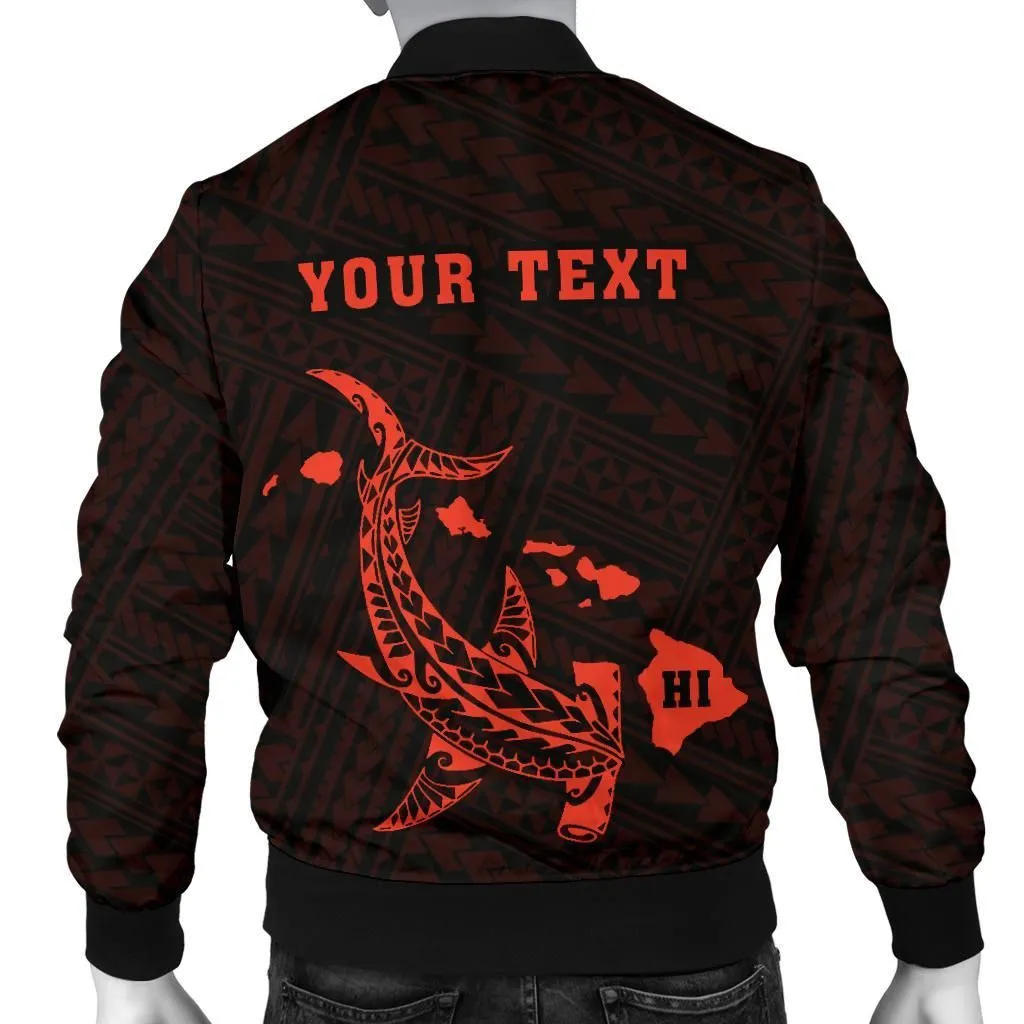 FamilyGater Jacket - Hawaii Kakau Polynesian Hammerhead Shark Map Personalized Men's Bomber Jacket - Orange - AH - J6