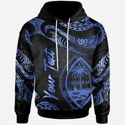 Guam Polynesian Custom Personalised Hoodie - Poly Tattoo Blue Version