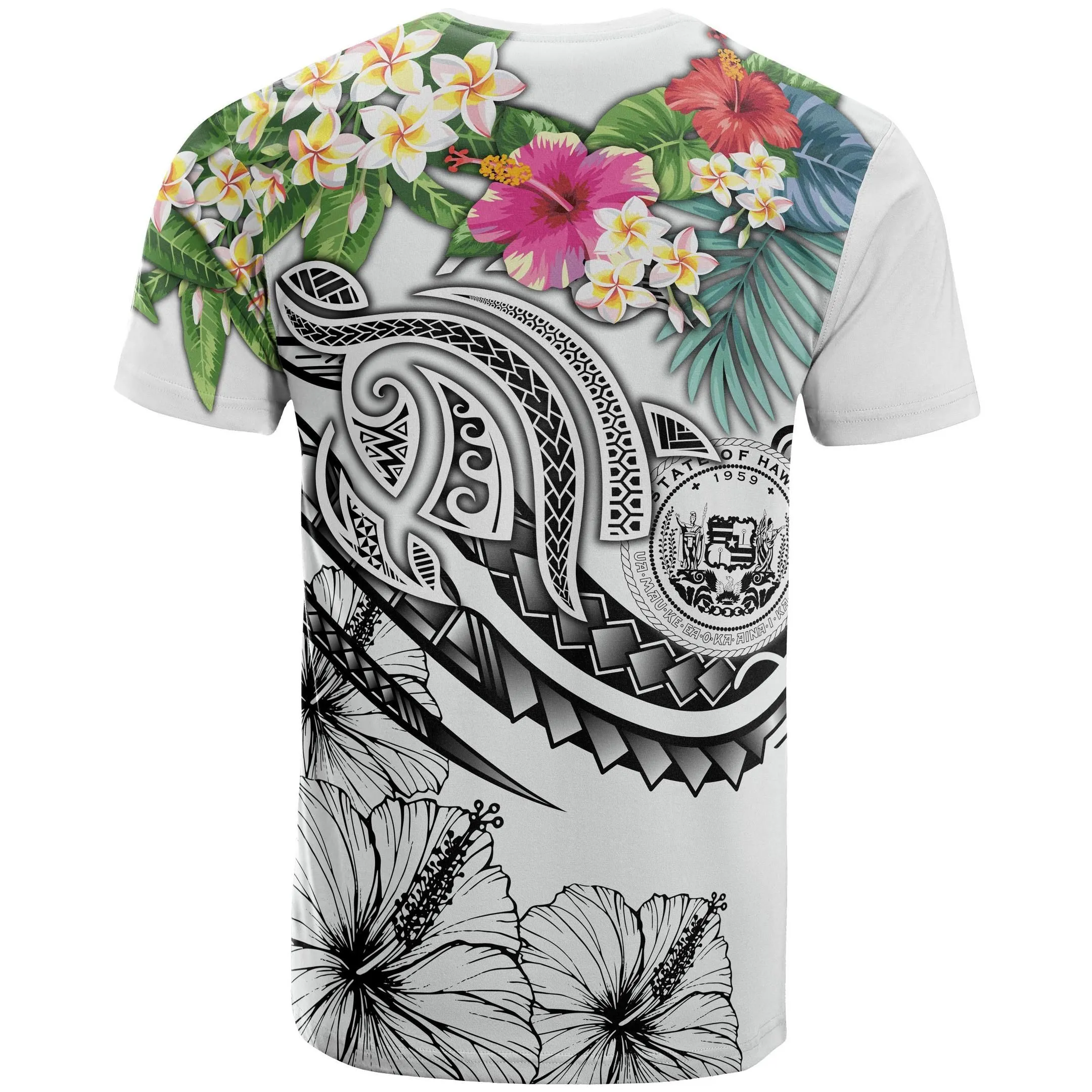 Alohawaii T-Shirt - Tee Polynesian Hawaii - Summer Plumeria (White) - BN15
