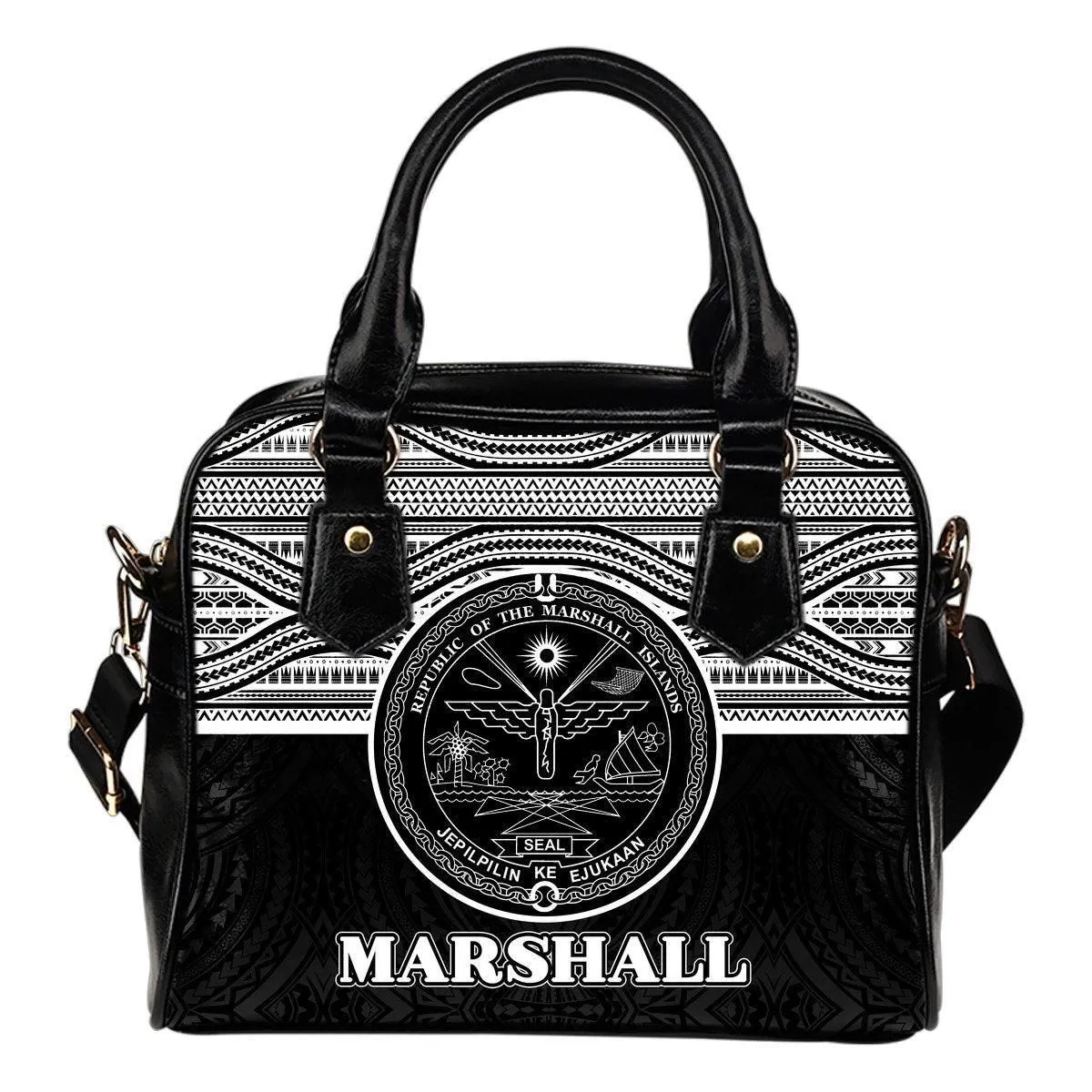 Marshall Islands Shoulder Handbag - White Black Version