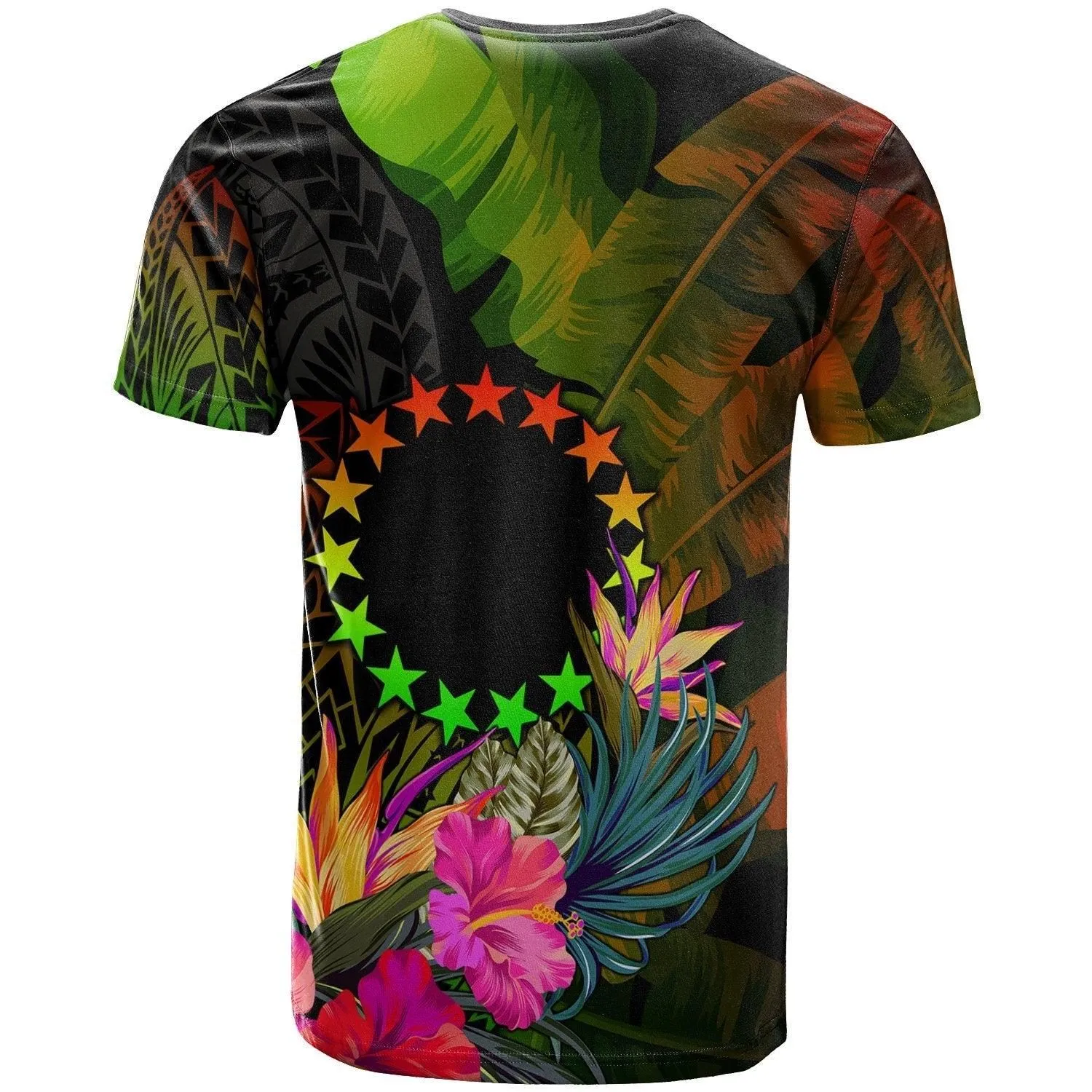 Cook Islands Polynesian Personalised T Shirt -Hibiscus and Banana Leaves