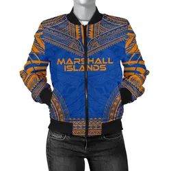 Marshall Islands Flag Polynesian Chief Women'S Bomber Jacket - Bn10