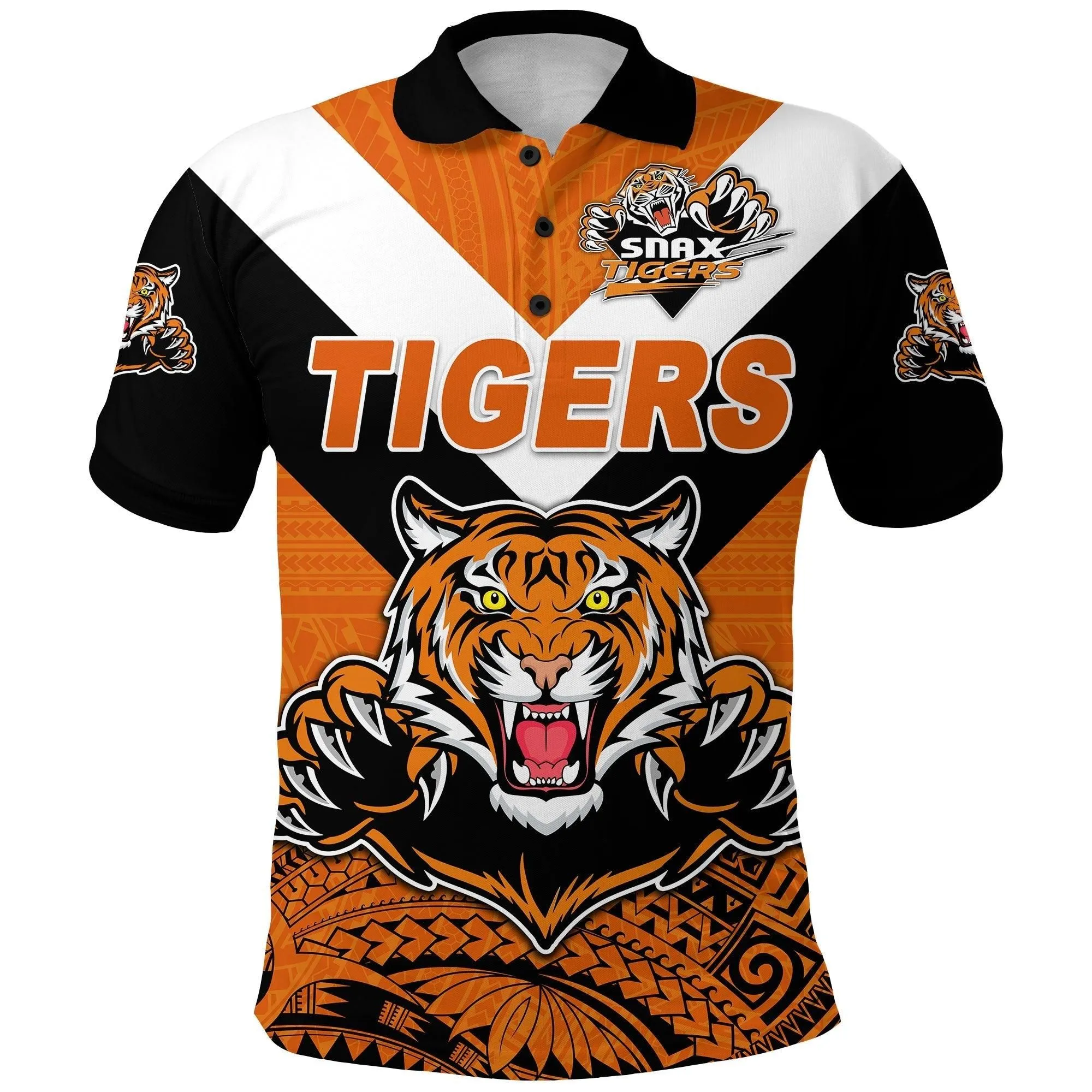 (Custom Personalised) Papua New Guinea Lae Snax Tigers Polo Shirt Rugby Simple Style - Black LT8