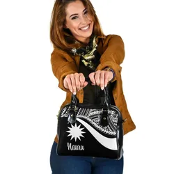 Nauru Shoulder Handbag - White Polynesian Tentacle Tribal Pattern