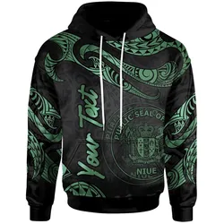 Niue Polynesian Custom Personalised Hoodie - Poly Tattoo Green Version