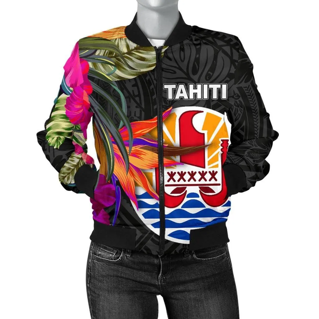 FamilyGaterJacket - Bomber Jacket Tahiti - Polynesian Hibiscus Pattern - BN39