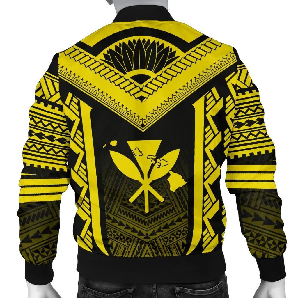 Hawaiian Kanaka Polynesian Mens Bomber Jacket Active Yellow