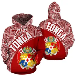 Tonga Hoodie - Tonga Coat Of Arms Polynesian Tattoo Red White