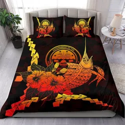 Federated States Of Micronesia Polynesian Bedding Set - Swordfish With Hibiscus