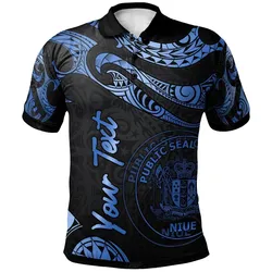Niue Polynesian Custom Personalised Polo Shirt - Poly Tattoo Blue Version