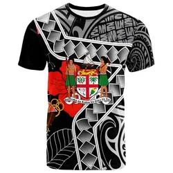 Fiji T-Shirt - Hibiscus Ft Polynesian Pattern
