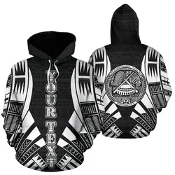 American Samoa All Over Custom Personalised Hoodie - Black Tattoo Style