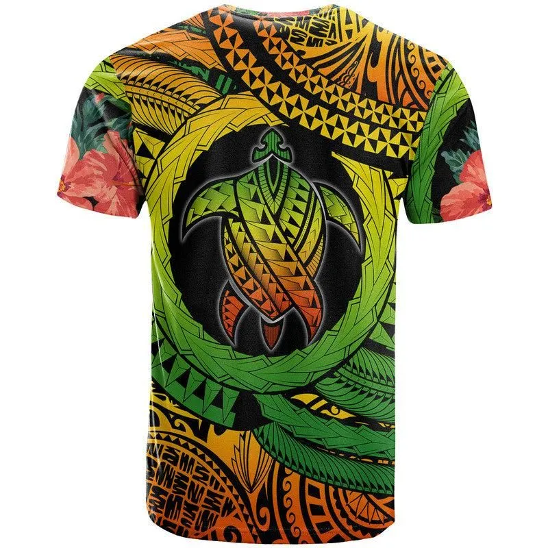 Polynesian Turtle T Shirt Circle Turtle Hibiscus Reggae LT9
