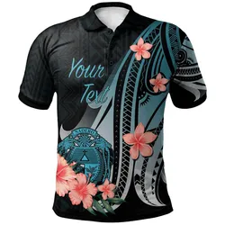 Nauru Personalised Custom Polo Shirt - Turquoise Polynesian Hibiscus Pattern Style