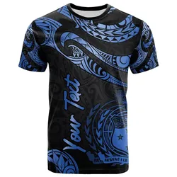 Samoa Polynesian Custom Personalised T-Shirt - Poly Tattoo Blue Version