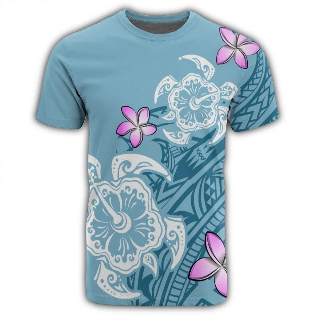 Hawaii Turtle Plumeria Polynesian Simple T-Shirt - AH