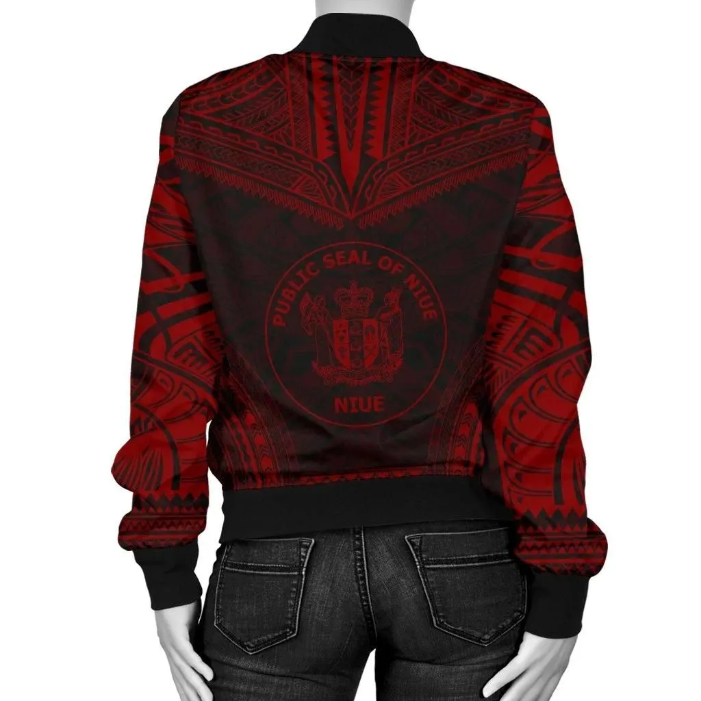 FamilyGaterJacket - Bomber Jacket Niue Polynesian Chief - Red Version - Bn10