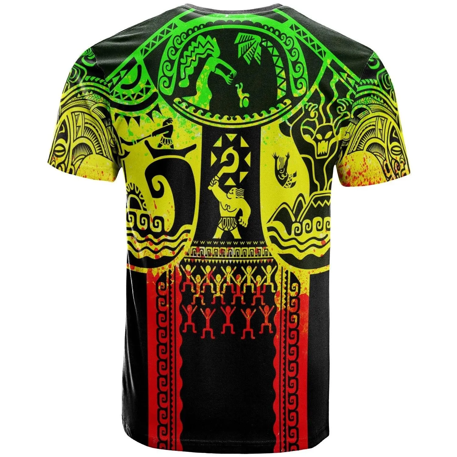 (Custom) Hawaii T-Shirt - Coat of Arm Hawaii & Patterns Maui Tattoo - BN17