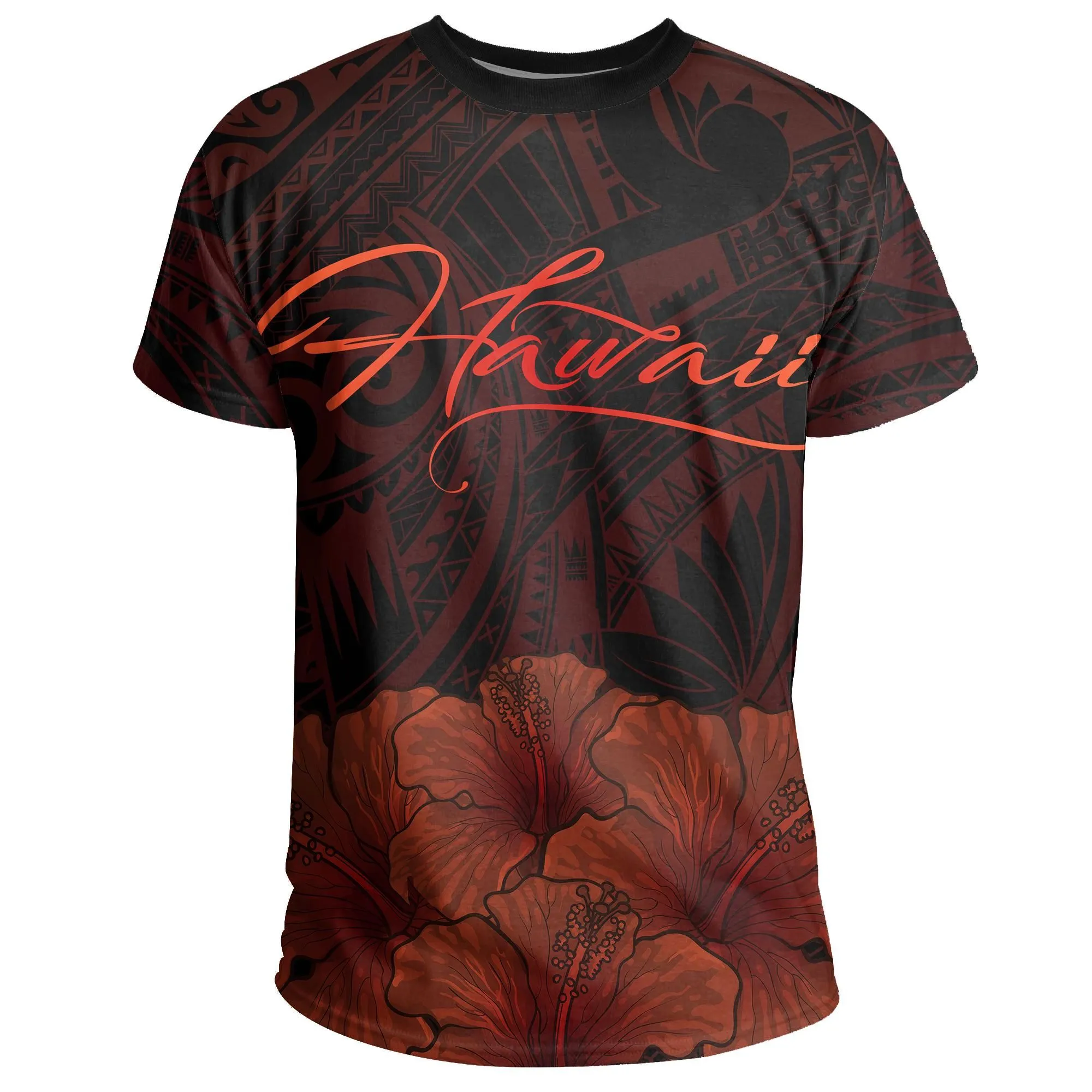 Hawaii Hibiscus Coat Of Arm Polynesian T shirt - Orange