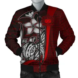 Samoa Polynesian Mens Bomber Jackets Red - Turtle With Hook