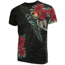 Kiribati T Shirt - Kiribati Coat Of Arms Hibiscus Palm Leaves