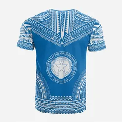 Northern Mariana Island Custom Personalised T shirt - Northern Mariana Island Seal Polynesian Chief Tattoo Blue Version