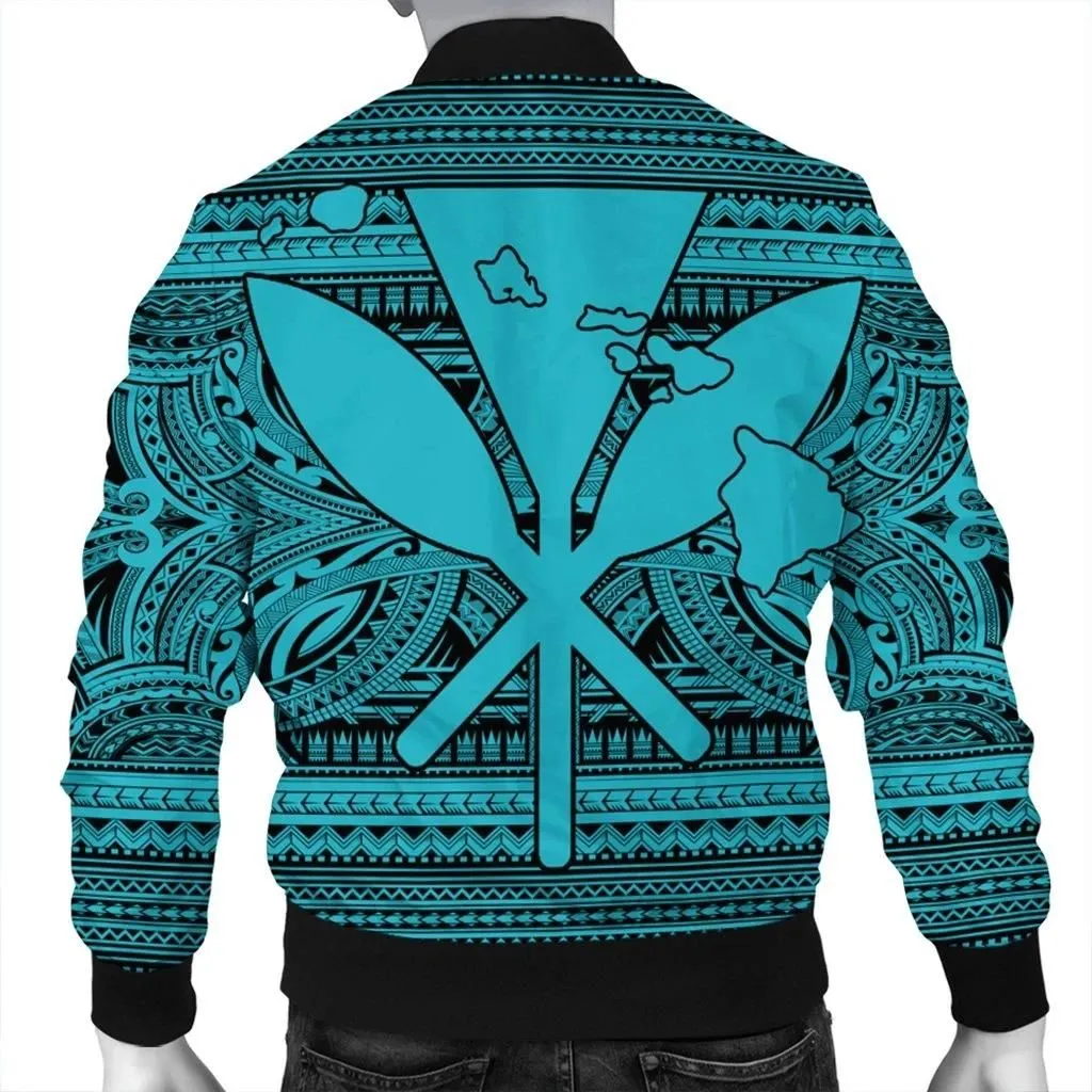 FamilyGater Jacket - Hawaiian Kanaka Polynesian Tribal Bomber Jacket Reggae Color Blue AH - J7R