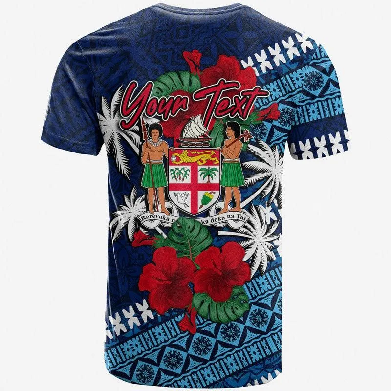 (Custom Personalised) Fiji Patterns With Hibiscus T Shirt LT6
