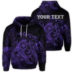(Personalised) Hawaiian Map Turtle Tattoo Hibiscus Plumeria Polynesian Hoodie - Purple - AH