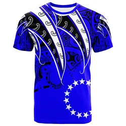 Cook Islands T shirt - Tropical Leaf Blue Color